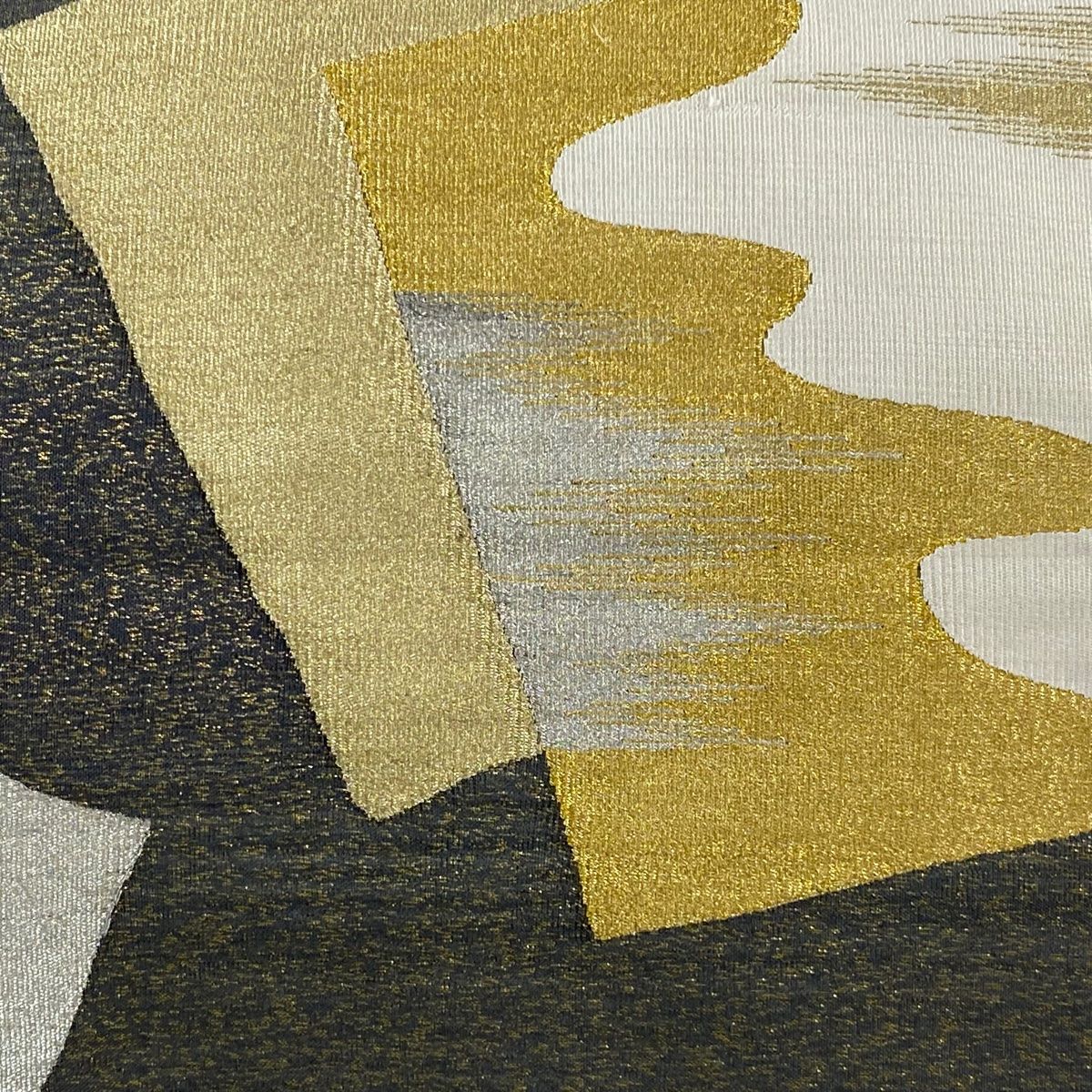 袋帯 秀品 色紙 霞 金銀糸 灰緑 お太鼓柄 正絹