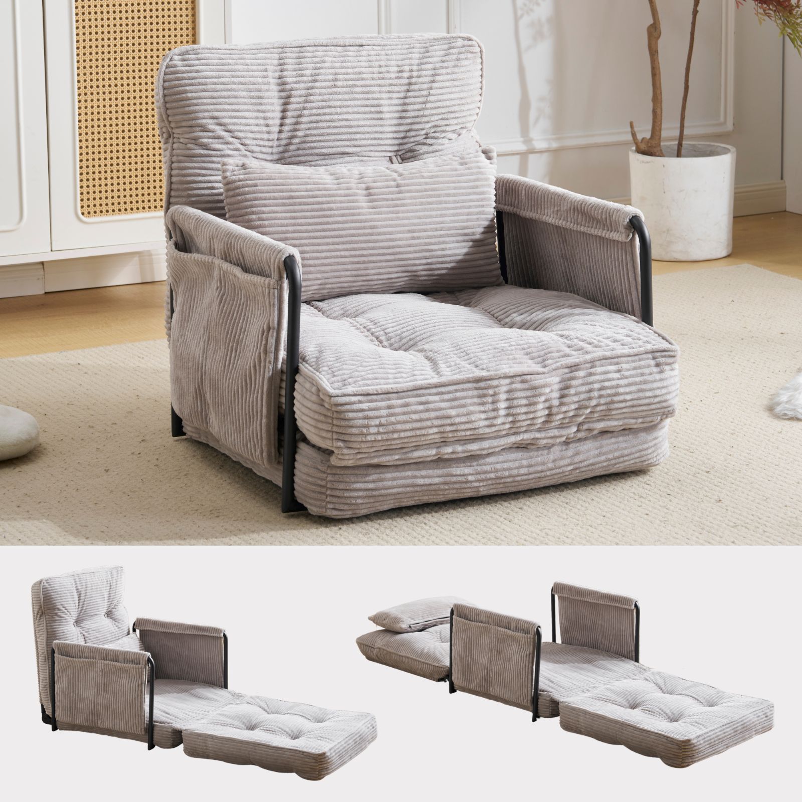 ソファー ソファーベッド 座椅子 折りたたみ 3WAY 6段調整可能 枕付き 1人