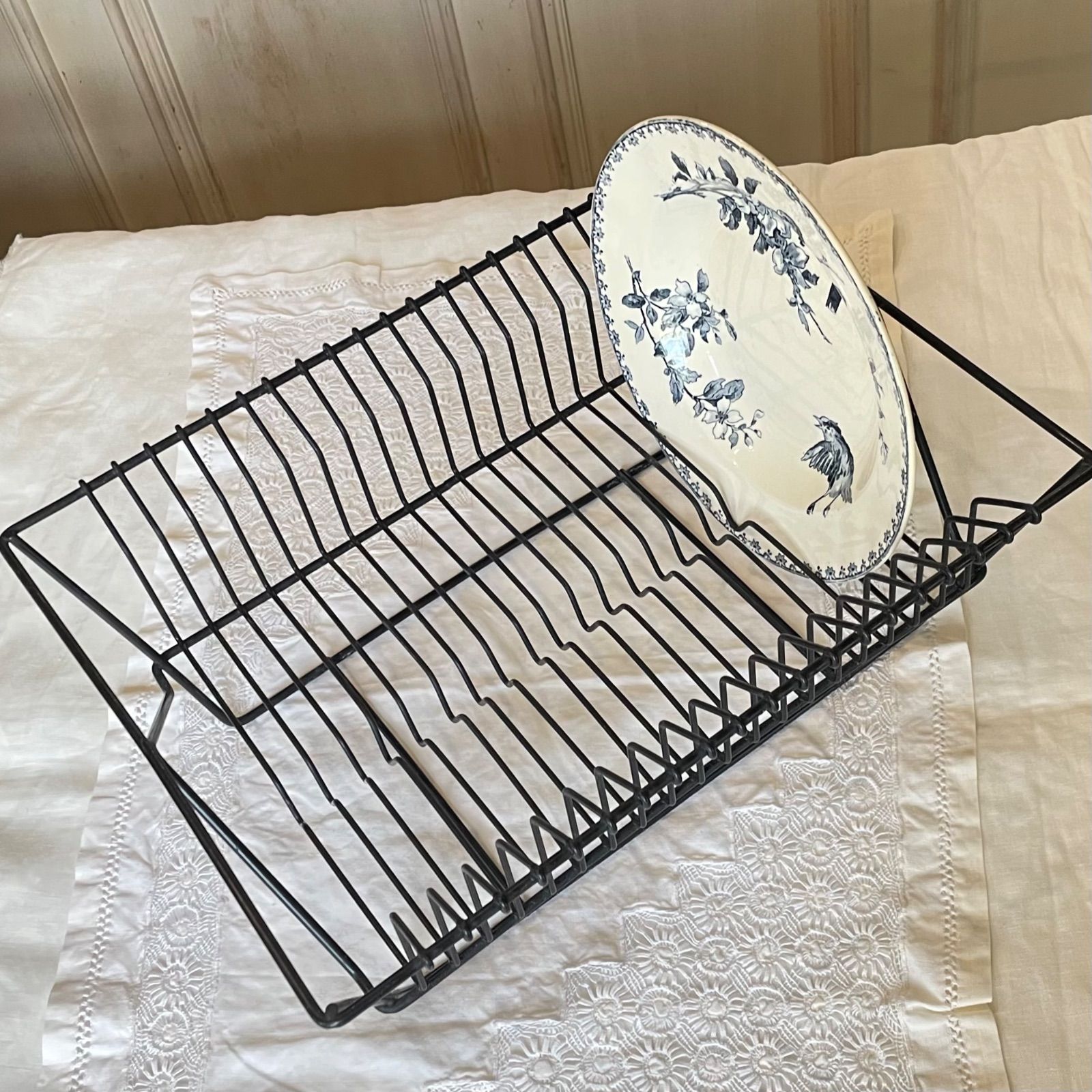 フランスアンティーク ディッシュラック プレート収納 メタル ブラック 822