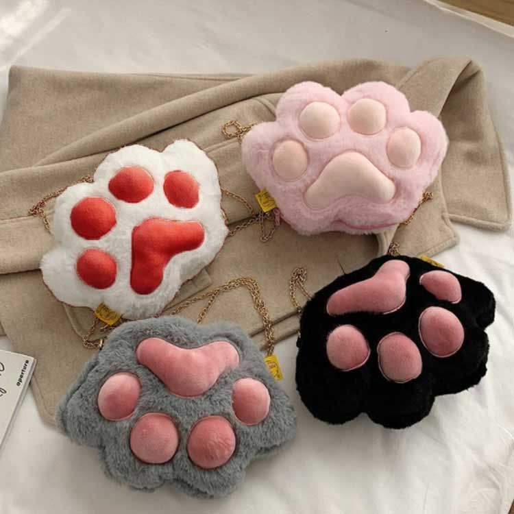 肉球　足跡　猫　犬　動物　黒　がま口　3way　ショルダーバッグ　ハンドメイド 肉球 足跡 アニマル ネコ 猫 犬 動物 ブラック がま口 3way