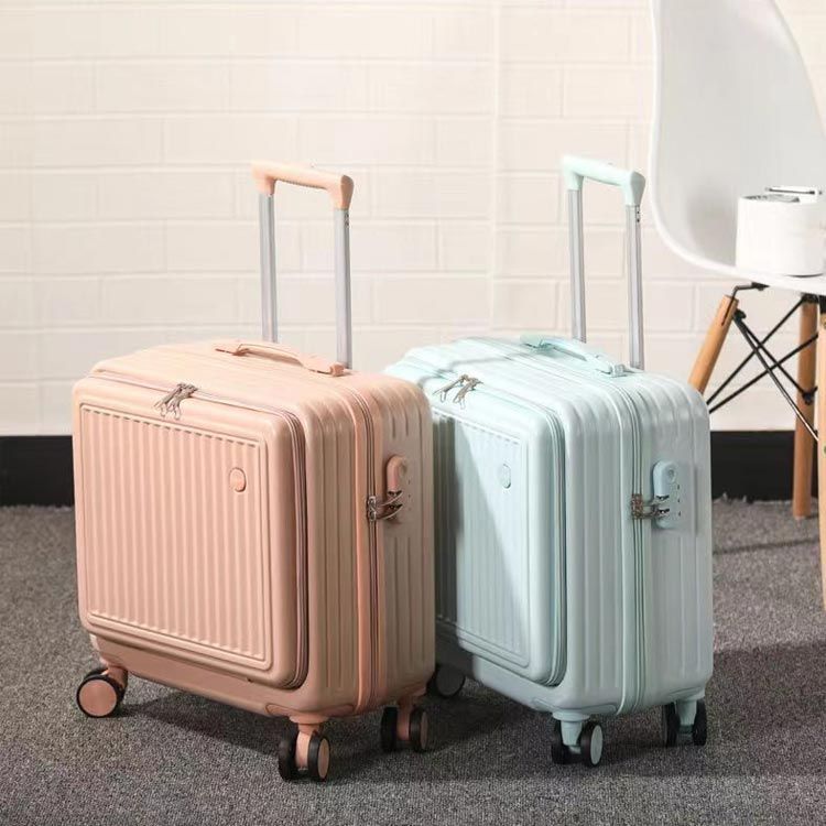 スーツケース フロントオープン 機内持ち込み キャリーバッグ 前開き 18インチ ダイヤル式ロック 静音 軽量 ハードケース 修学 海外 旅行 p