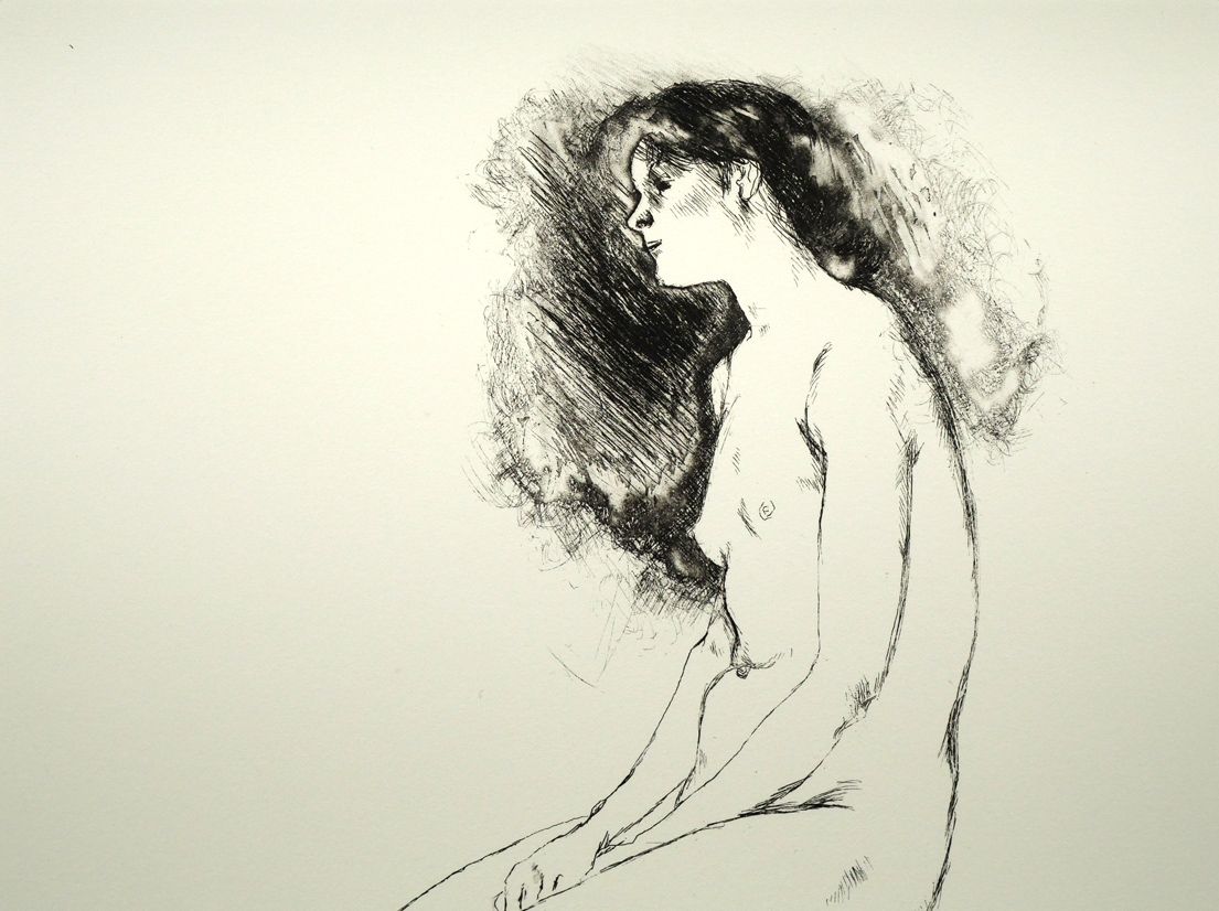 【真作保証】佐藤忠良「少女」エッチング 直筆サイン 125部限定 版画 絵画 佐藤 忠良「座像（或る日の女Ⅳ）」エッチング・限定サイン入り