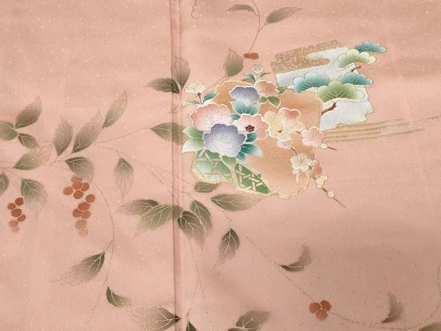 平和屋着物○訪問着 絞り 葡萄蔦の葉文 暈し染め 正絹