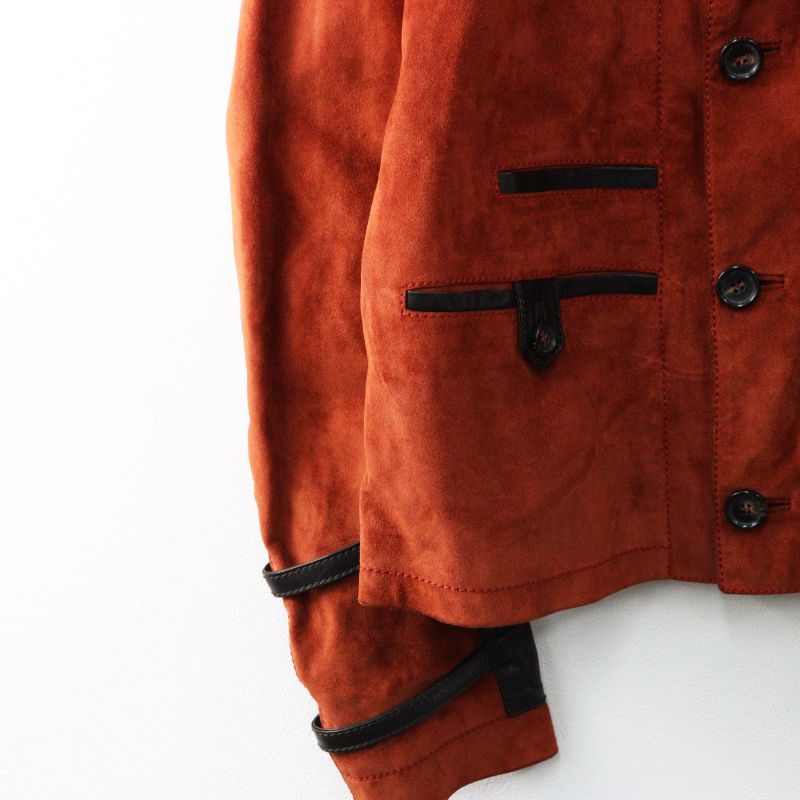 90s Archive GUCCI by Tom ford Suede Leather Military Blouse