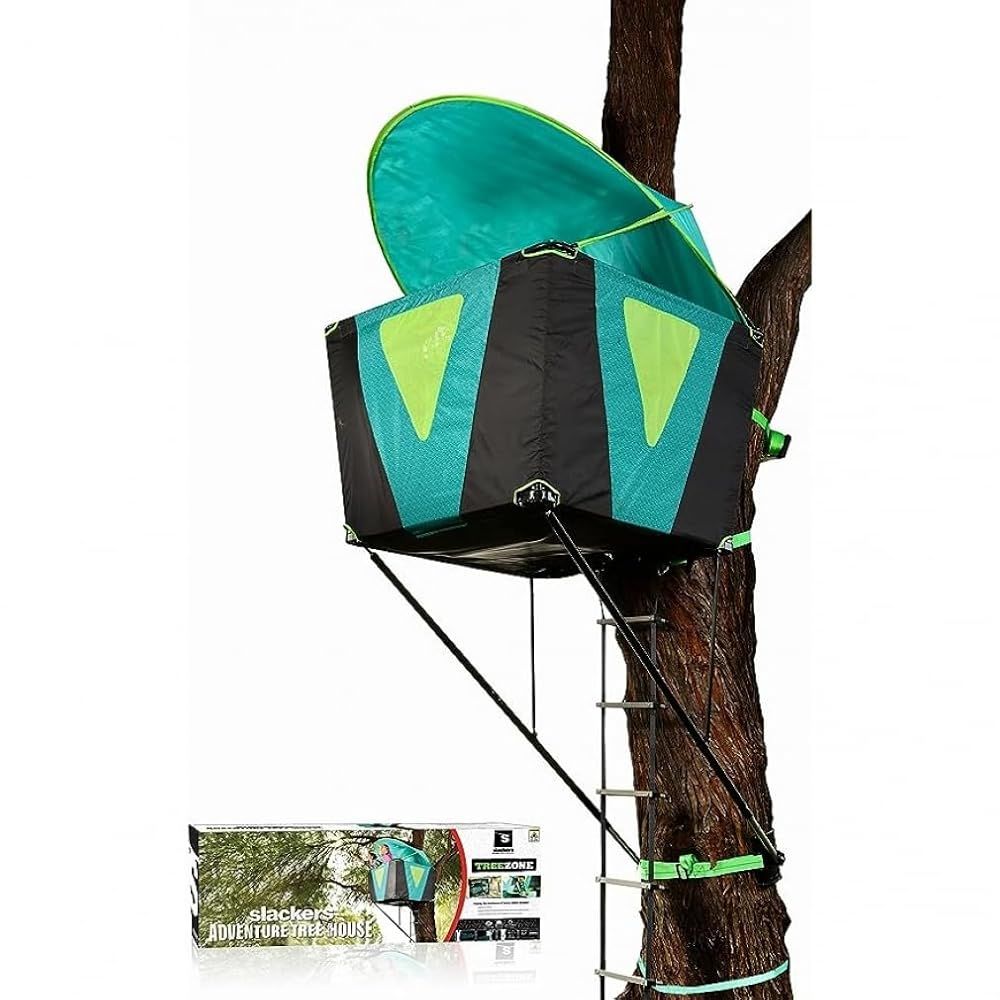 B4 Adventure Slackers アドベンチャーツリーハウスキット リップストップナイロン壁 シェードキャノピー 安全はしご付き ? 木のキッズプレイハウス SLA.300