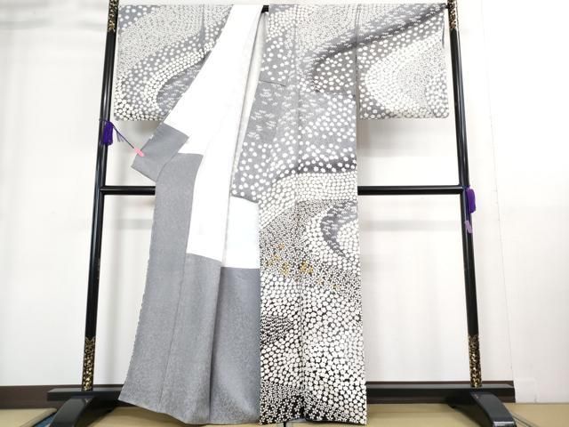 平和屋本店□極上 中国三大刺繍 相良刺繍 訪問着 流水花文 暈し染め 銀