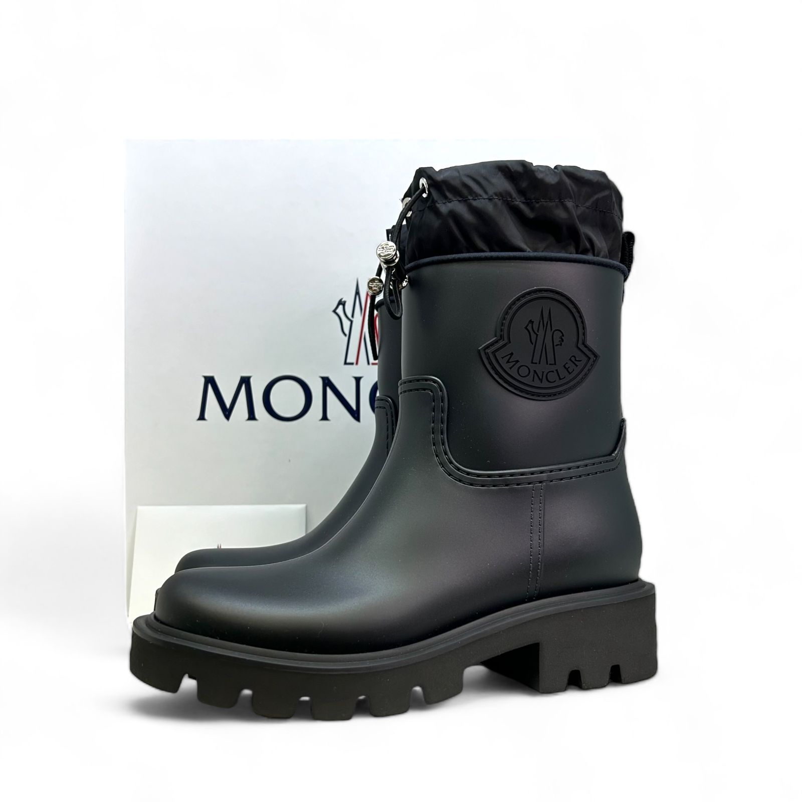 新品 MONCLER ロゴ KICKSTREAM レインブーツ ラバーアンクルブーツ モンクレール