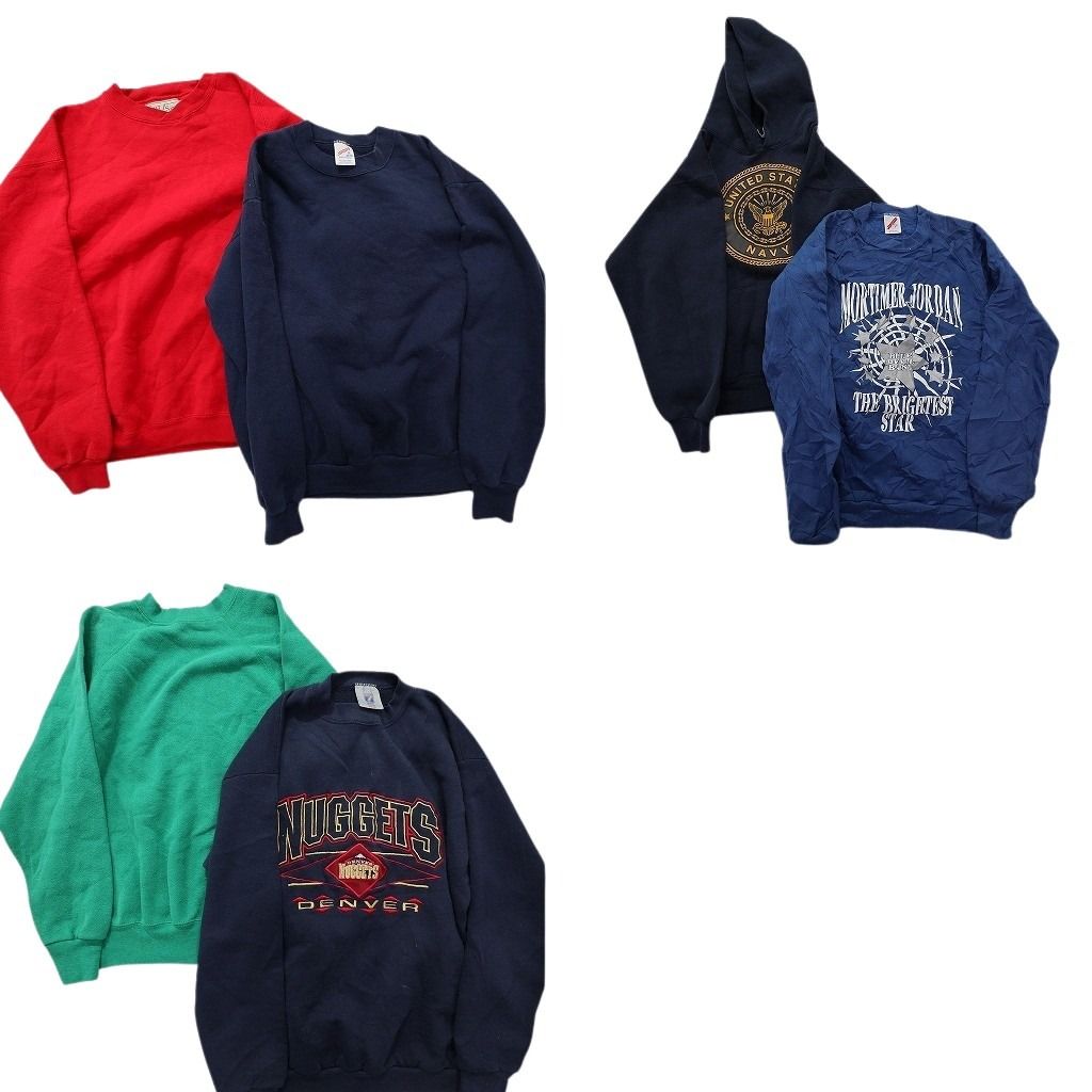 古着卸 まとめ売り USA製 スウェット 6枚セット (メンズ S /M ) 90s 無地 パーカー ミリタリー U.S.NAVY パーカー 中古 古着 MY8444