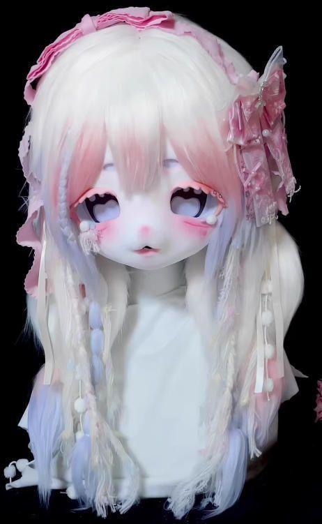着ぐるみヘッド kigurumi NO.139 うさぎ ピンク 垂れ耳 ファースーツ 全頭ヘッド ケモノ マスク ぬいぐるみ コスプレ コスチューム 一点物