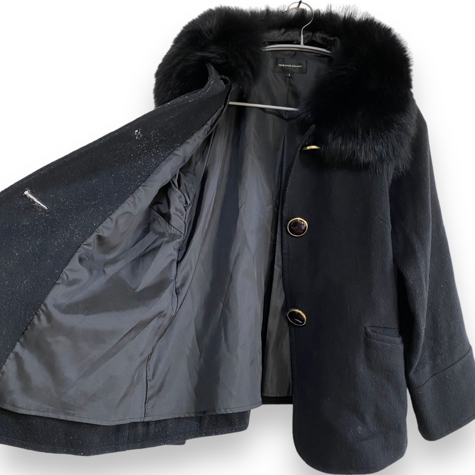 訳あり品】QUEENS COURT クイーンズコート ファー付 フォックスファー 