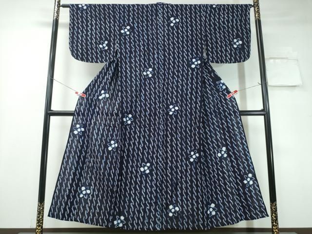 平和屋着物∴夏物　浴衣　有松鳴海絞り　立波舞花文　綿　逸品　CAAY4698ng 平和屋着物∴夏物 浴衣 有松鳴海絞り 立波舞花文 綿 逸品 CAAY4698ng 平和