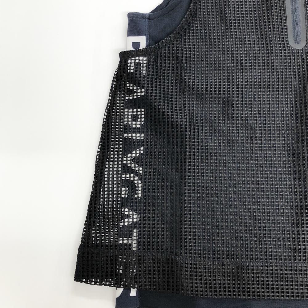PEARLY GATES - 【超美品】PGGパーリーゲイツ ノースリーブポロシャツ 黒×白 格子レース サイドロゴ  レディース 0(S) ゴルフウェア PEARLY GATES 超美品】PGGパーリーゲイツ ノースリーブポロシャツ 黒×白 格子レース