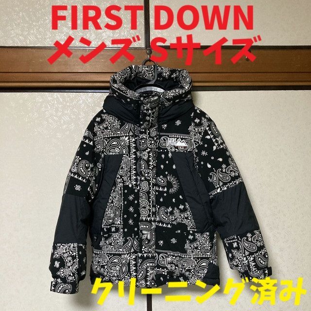 ファーストダウン ダウンジャケット 別注 ペイズリー柄 黒白 メンズ S