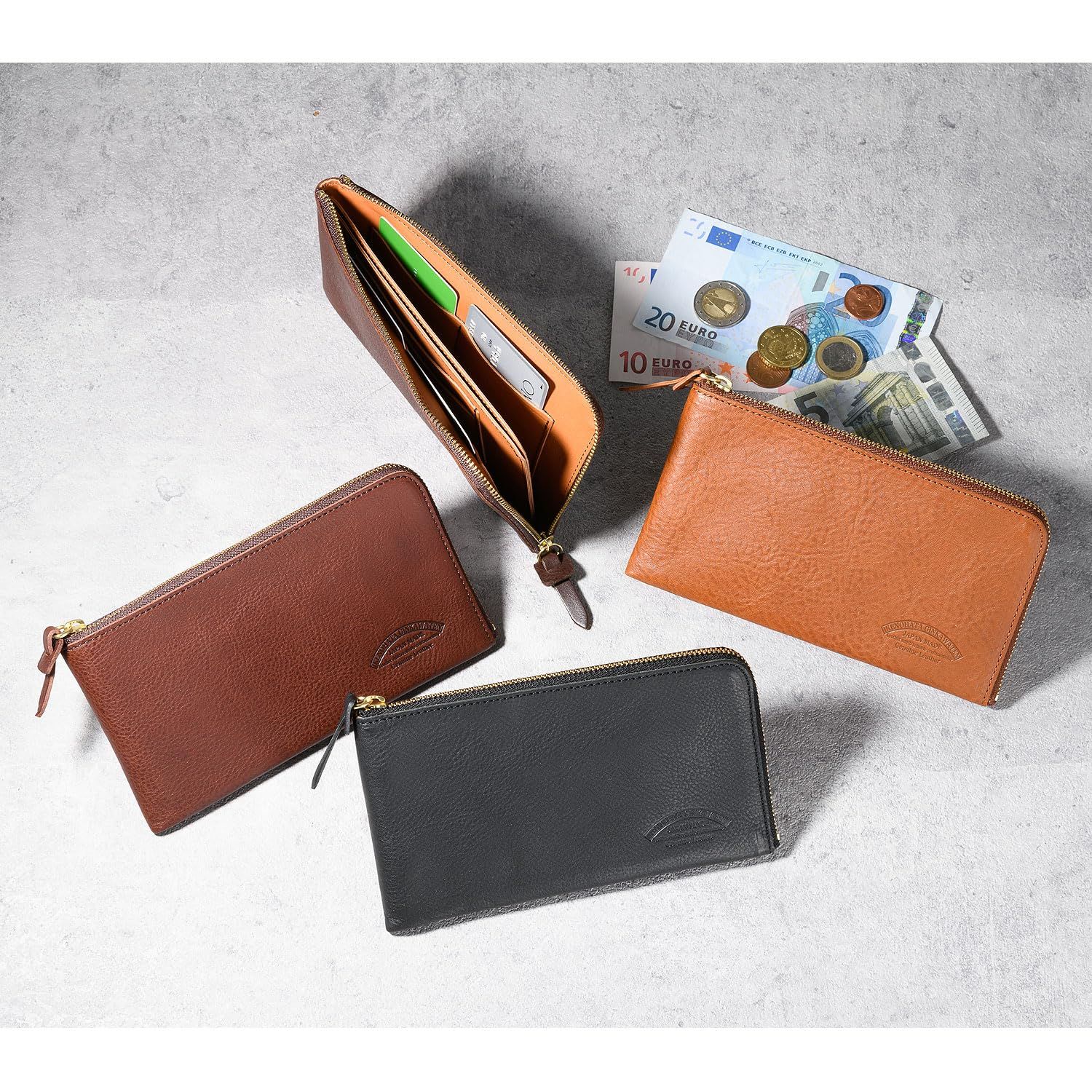 イケノハタギンカワテン イタリアン シュリンクレザー L字ファスナー 長財布 小銭入れ 札入れ コインケース メンズ レディース 薄い 革 本革 レザー 姫路革 牛革 国産 日本 OT-WL 008