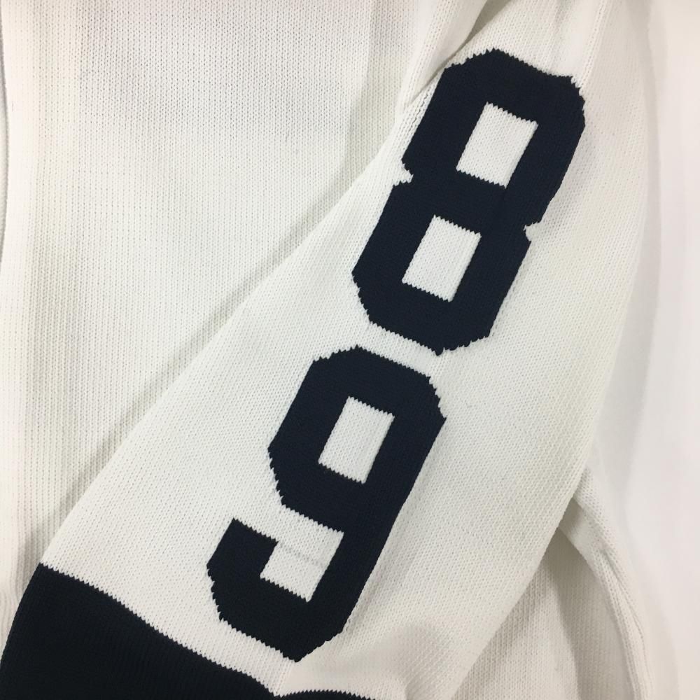 美品】パーリーゲイツ ニットジャケット 白×ネイビー バイカラー