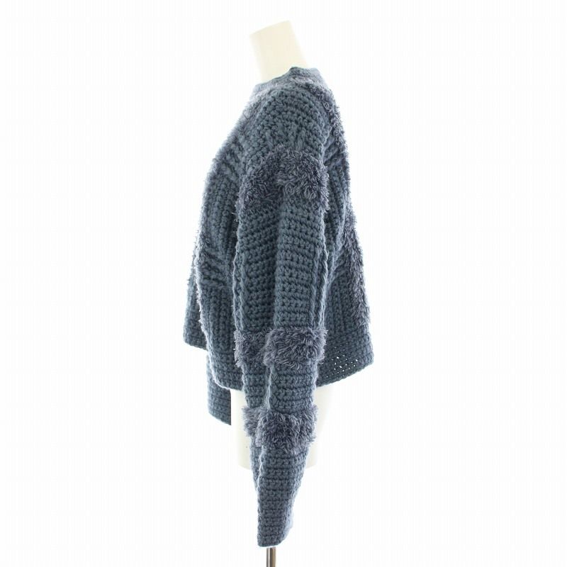 クラネ CLANE 22AW ワイドチェックハンドニット WIDE CHECK HAND KNIT セーター モックネック 長袖 1 青 ブルー 13106-2192 レディース クラネ CLANE 22AW ワイドチェックハンドニット WIDE CHECK HAND