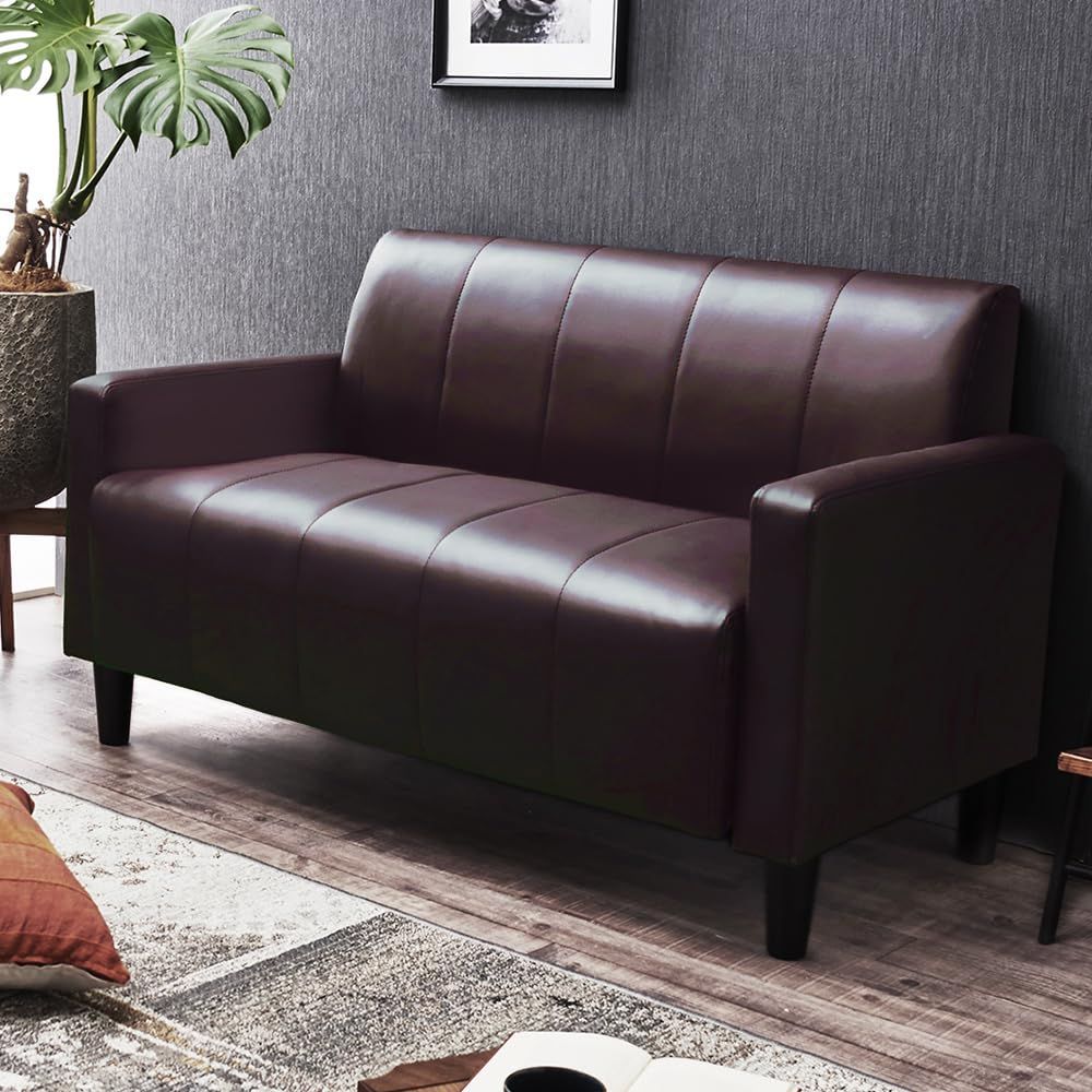 モーリー 横浜市 黒 2人掛け ソファ 幅約113cm フェイクレザー モーリー 横浜市 黒 2人掛け ソファ 幅約113cm フェイクレザー