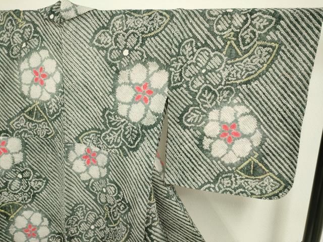 平和屋本店□極上 夏物 浴衣 有松鳴海絞り 扇面花文 綿 逸品  