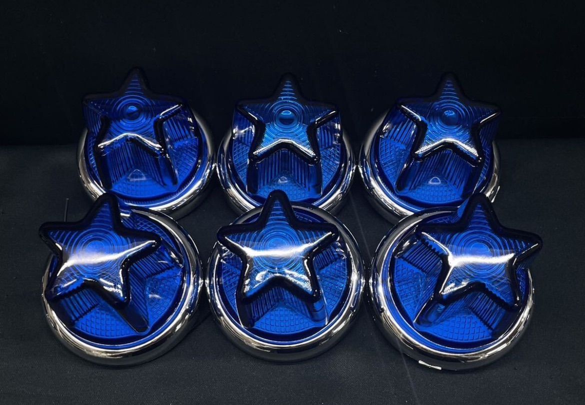 NEWスターマーカーセット　14個　青　ブルー　空　星形マーカー　レトロ　デコトラ アート バスマーカー ガラス 星型 アートステンレス ASC