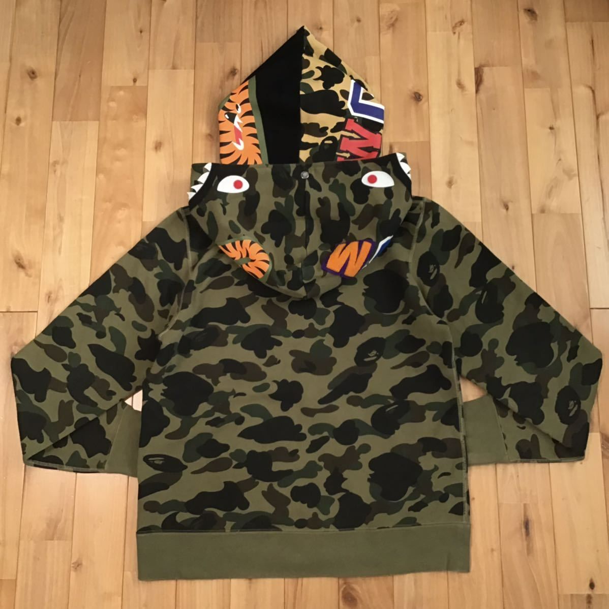 ☆XL☆ 1st camo green ダブル シャーク パーカー double shark full