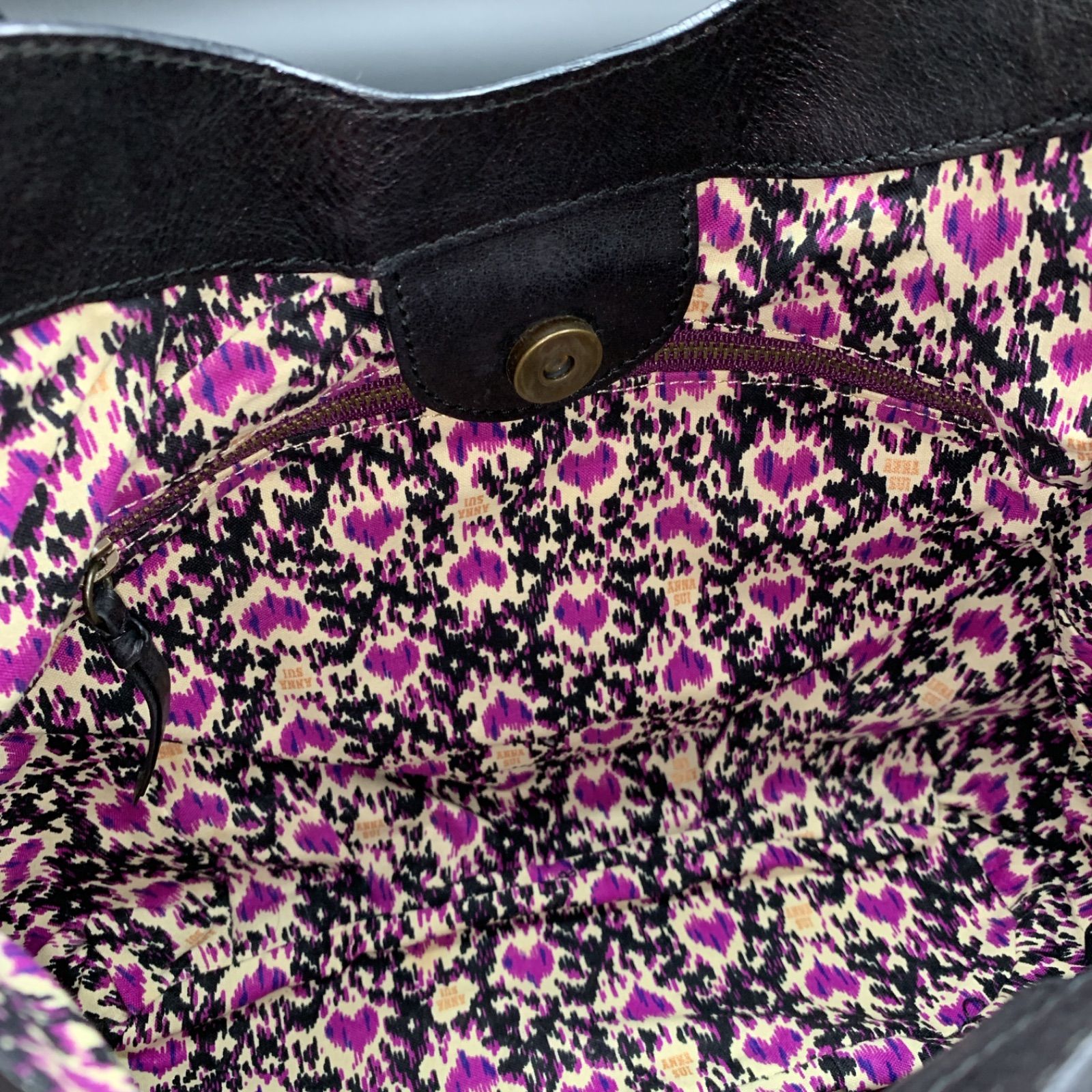 81 ANNA SUI アナスイ ショルダーバッグ レザー 蝶 ブラック