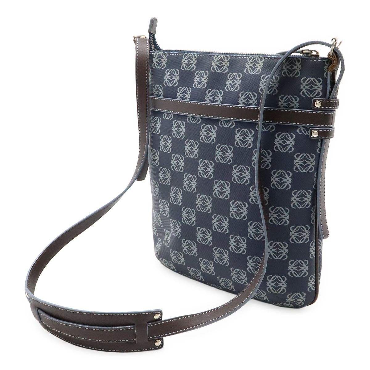 LOEWE ロエベ アナグラム ショルダーバッグ PVC×レザー 茶系 保存袋付き