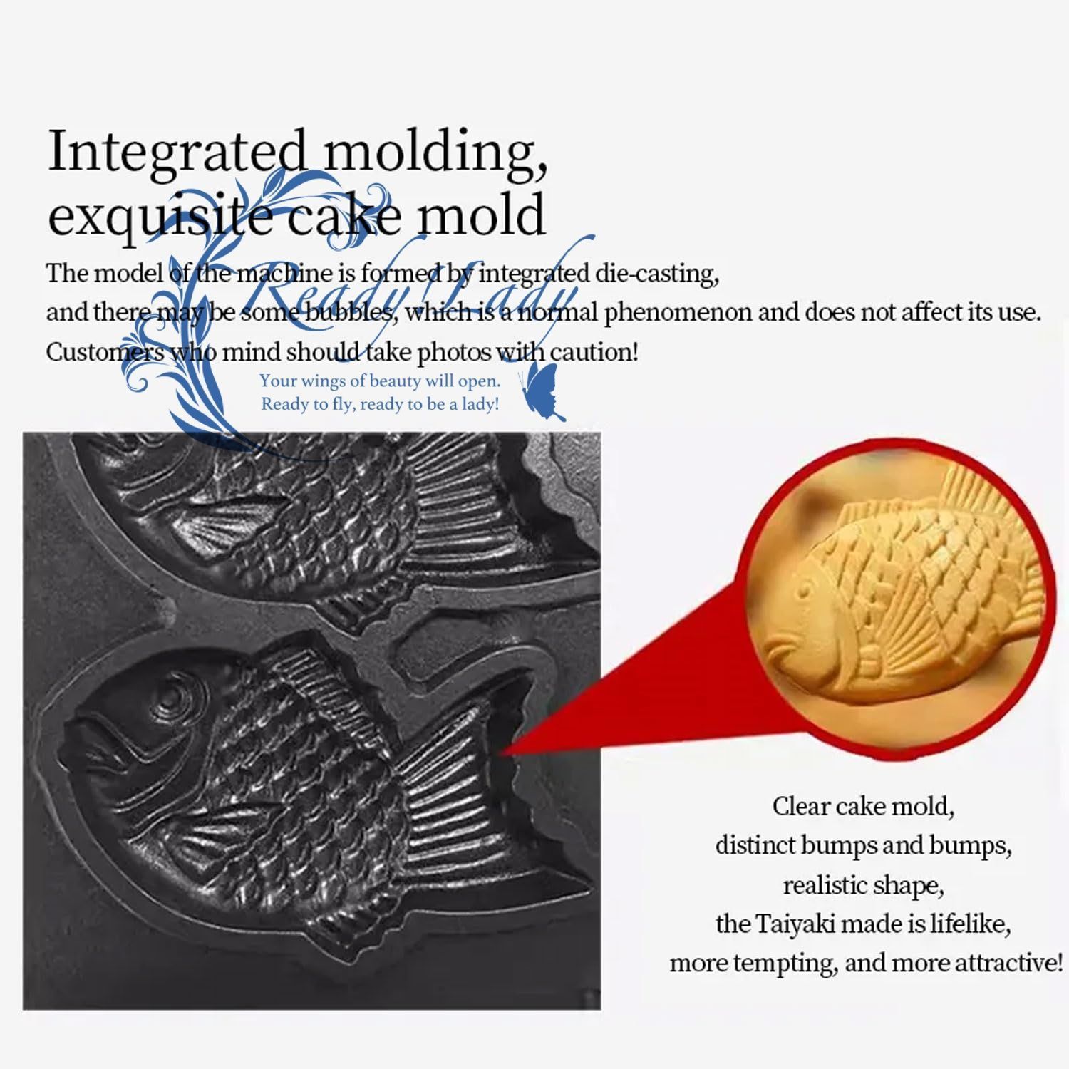 3個ノンスティック和魚型ワッフルアイロン機 両面加熱