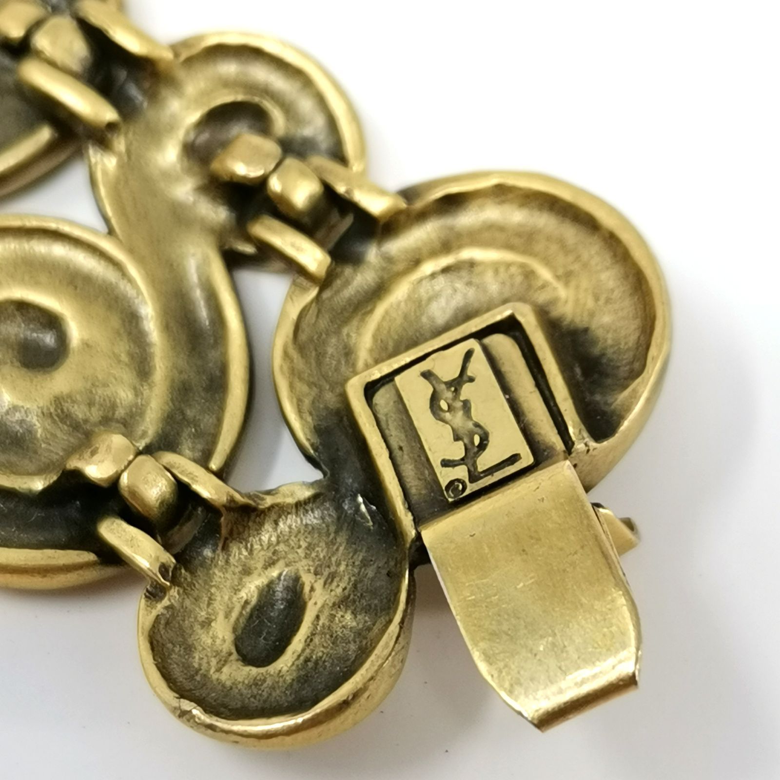 【美品】イヴ・サンローラン ゴールド ブレスレット アクセサリー SAINT LAURENT サンローラン ブレスレット レディース YSL 立体