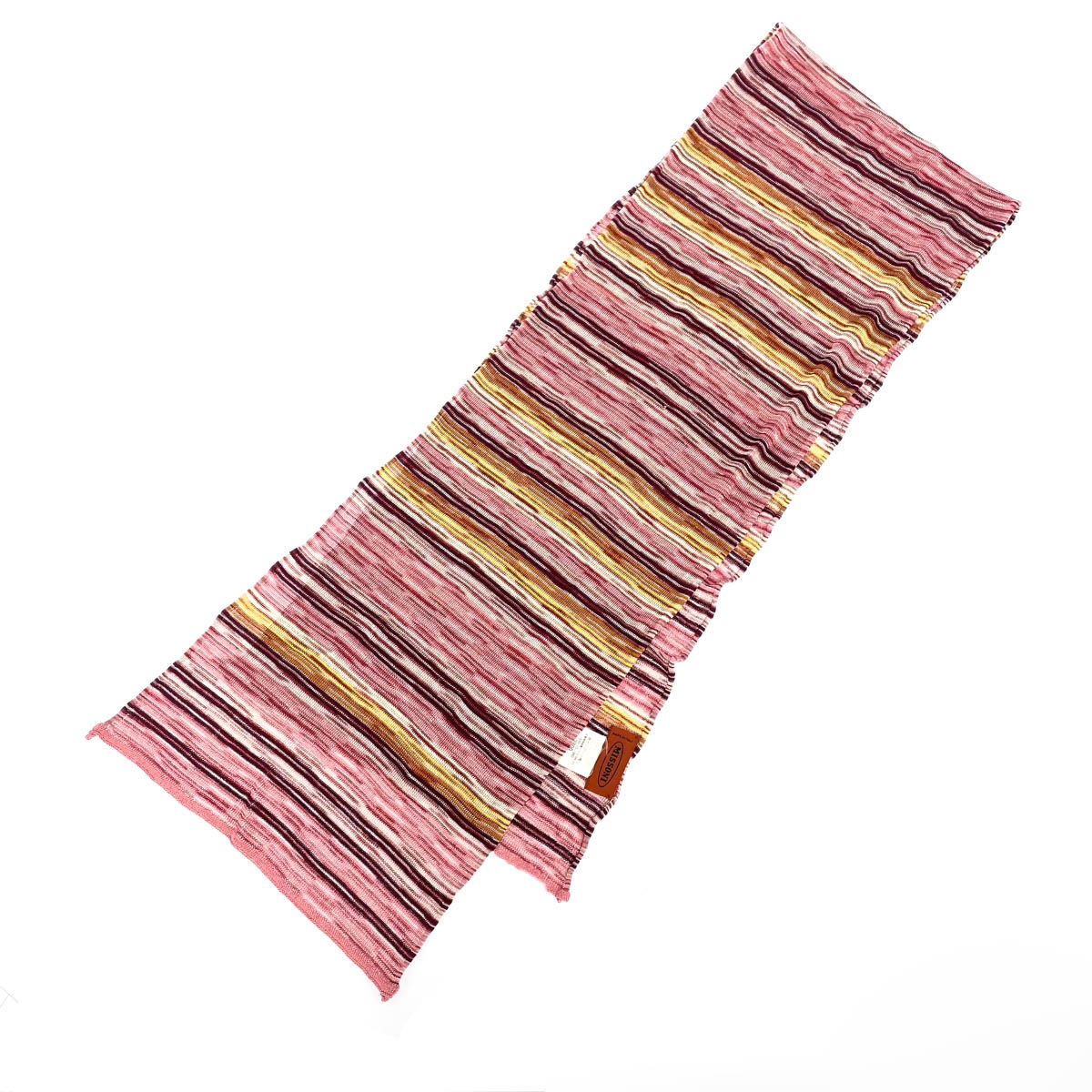 良好 MISSONI ミッソーニ ストール ボルドー コットン混 レディース ボーダー 241014004333