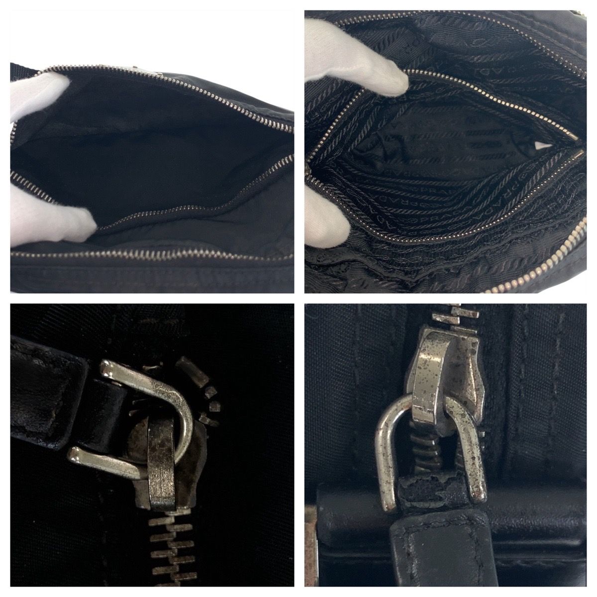 プラダ　カメラバッグ　テーストナイロン　トライアングルロゴ　ブラック　レザー PRADA プラダ テスート 三角ロゴプレート ブラック 黒 シルバー
