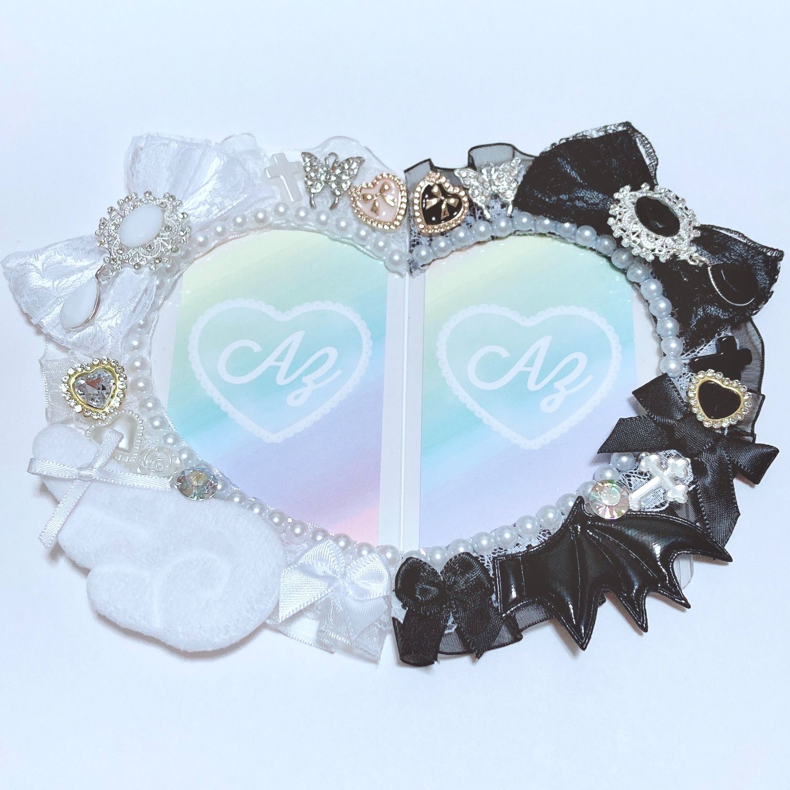 ハート型ペアトレカケースデコ໒꒱· ﾟ B8 ホワイトエンジェル