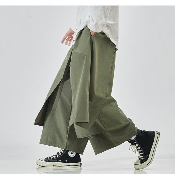 Y’s ワイズ　変形サルエルパンツ　アシンメトリー　コットン　ゴム　カーキ　2 サルエルパンツ 変形 メンズ ワイドパンツ アラジンパンツ