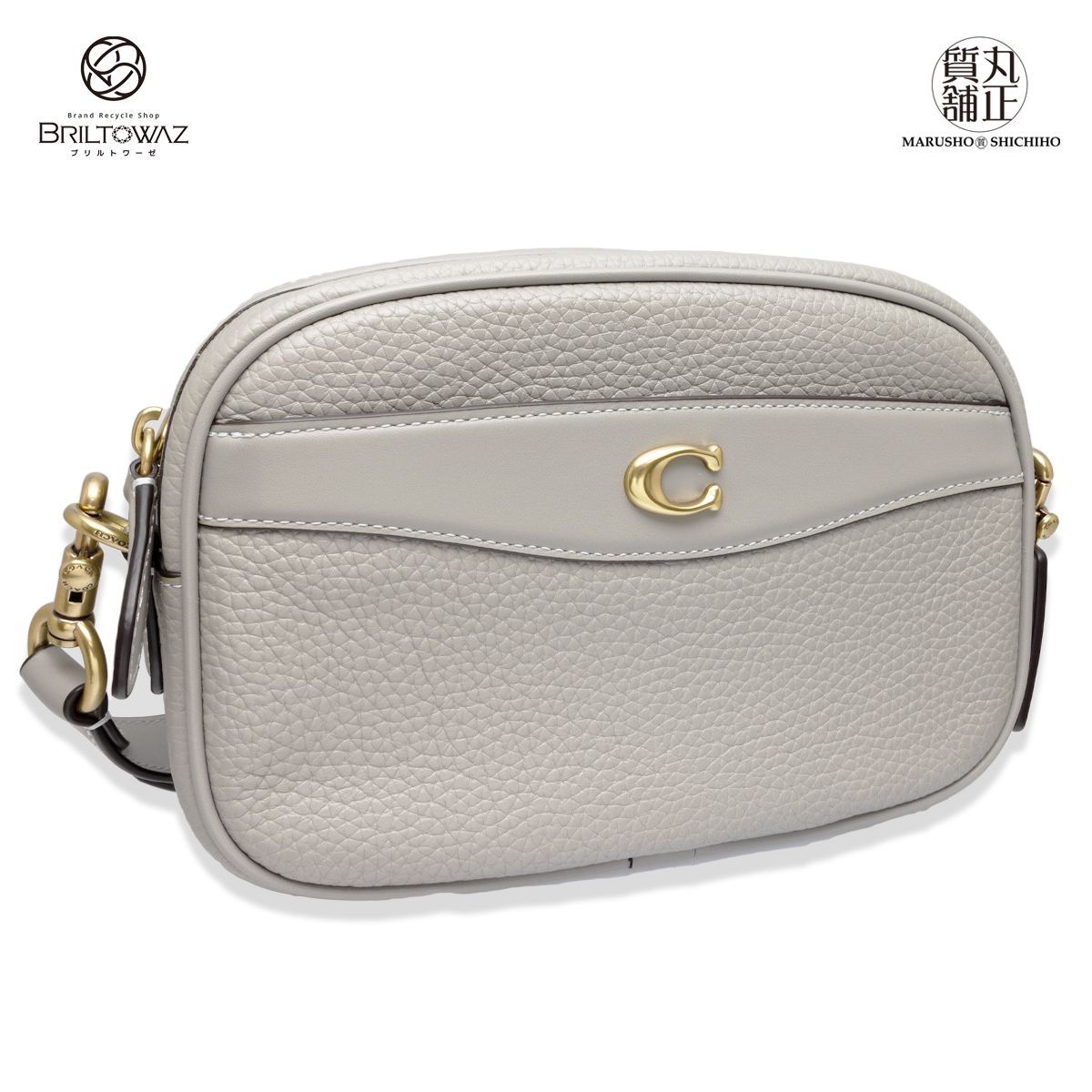 SALE)コーチ レザー カメラバッグ 斜め掛け ショルダーバッグ DoveGrey 