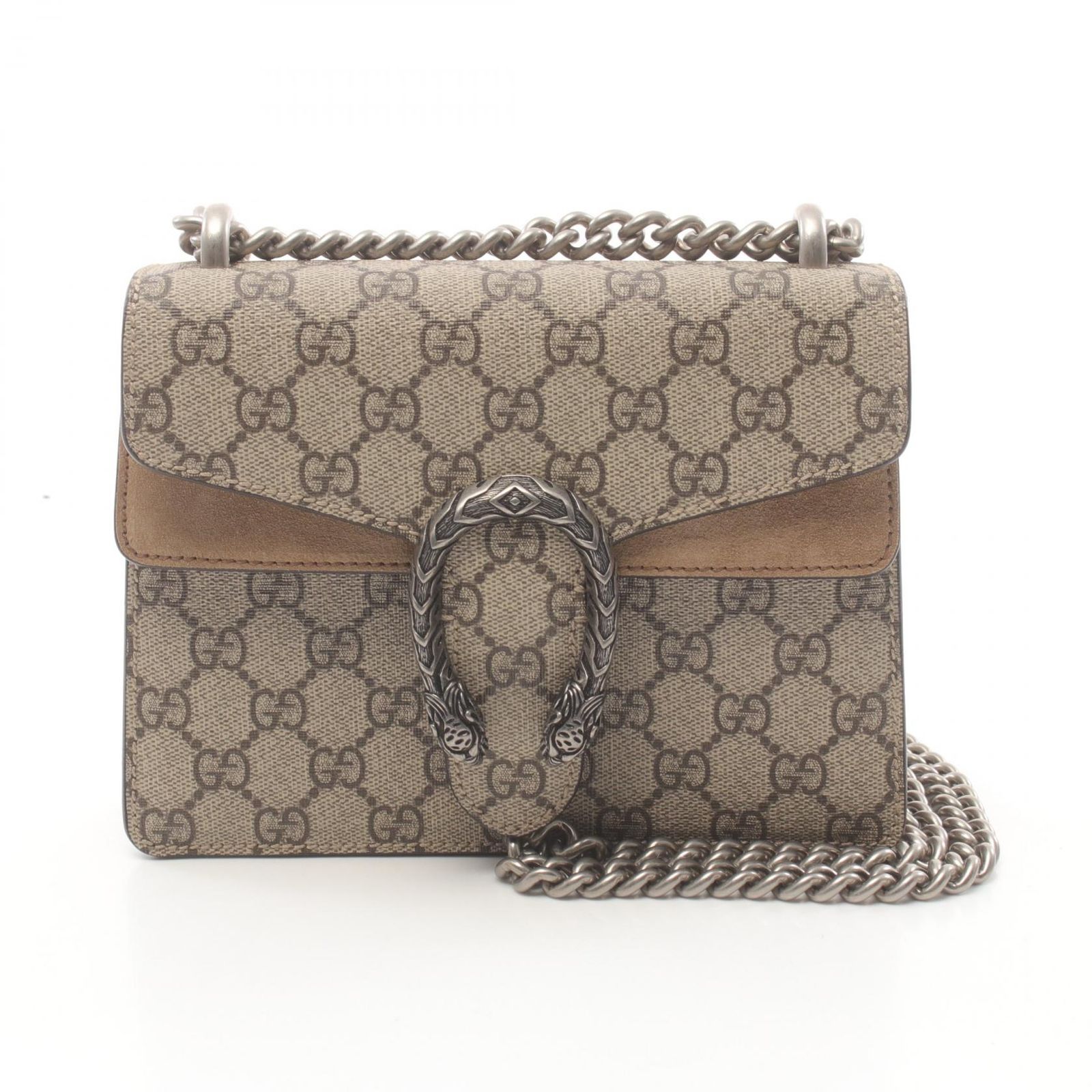 グッチ GUCCI ショルダーバッグ ディオニュソス GGスプリーム 421970KHNRN8642 ベージュ|エボニー PVCコーティングキャンバス スウェード チェーンショルダー レディース