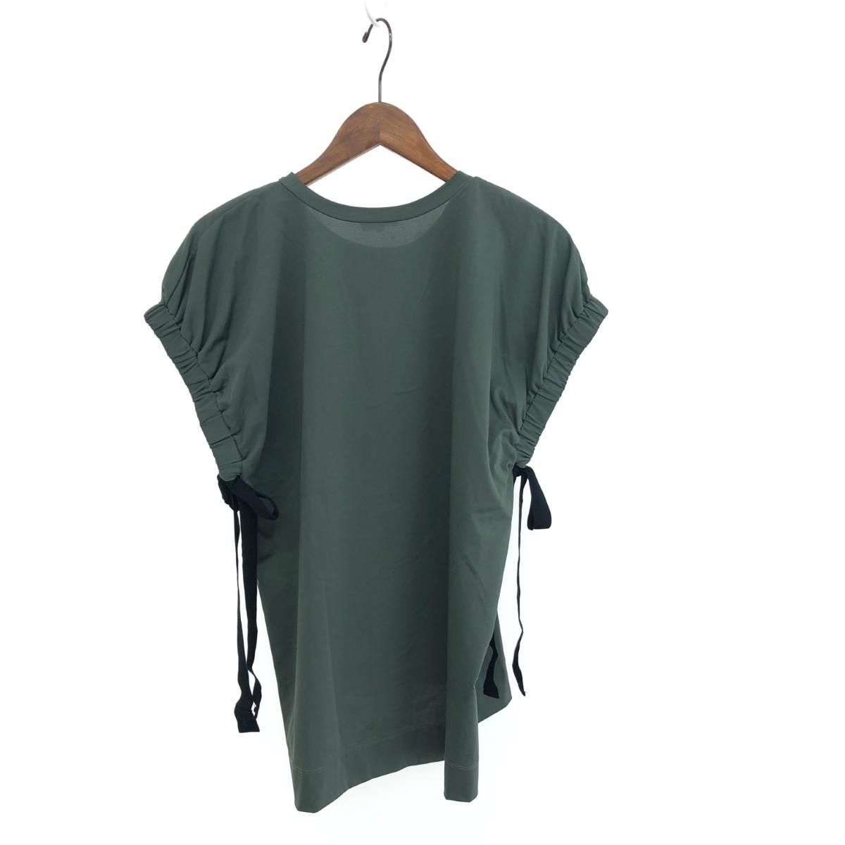 良好 LANVIN en Bleu ランバンオンブルー ギャザーグログランドロスト カットソー サイズ:38 3246714 カーキ  レディース 　240001150445 良好 LANVIN en Bleu ランバンオンブルー ギャザーグログランドロスト