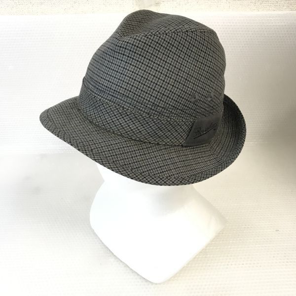 Made in Japan|Vintage Borsalino|ボルサリーノ ソフトハット グレー|Gray|チェック柄 中央帽子|knit|hat|cap◆CB111<sale>