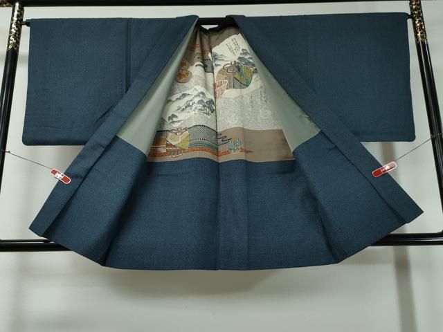 平和屋着物＃男性 羽織 紬地 140亀甲 正絹 dy