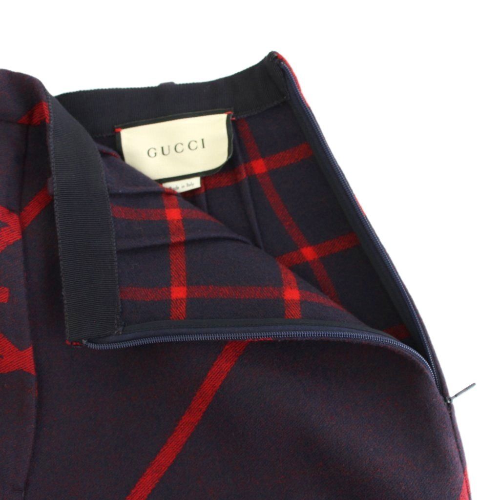 グッチ GUCCI インターロッキングGスカート ひざ丈 タイト 台形 ウール 絹 シルク混 38 紫 パープル 赤 レッド 577752 YT SIROKUMA-CORPORATION_COM