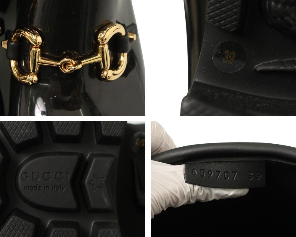 ★GUCCI グッチ 659707 ホースビット ラバー レインブーツ 38 GUCCI グッチ ブーツ 659707 ホースビット レインブーツ ロング