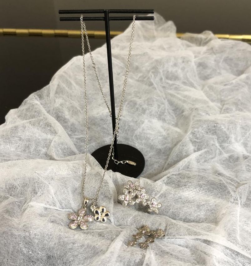bonnybonny シルバー925 フラワー ネックレス ピアス リング セット Silver 925 シルバー 花 フラワー ネックレス bony*bony