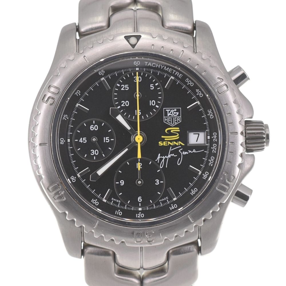 タグホイヤー TAG HEUER CT2115 リンク アイルトン セナ モデル クロノグラフ デイト 自動巻き メンズ H 139538
