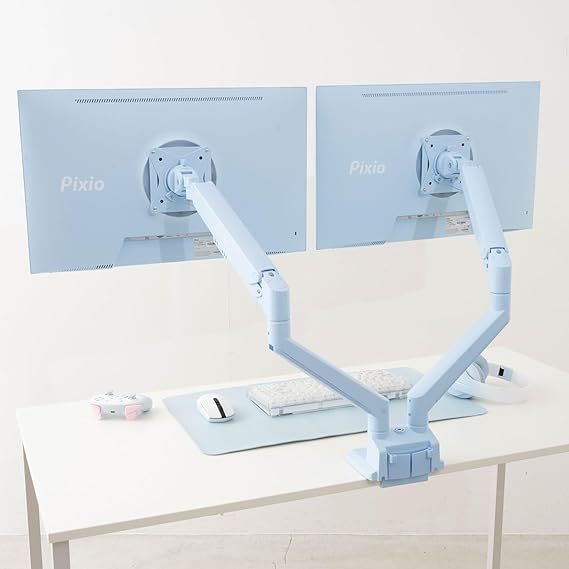 Pixio PS1D Wave Pastel Blue デュアル モニターアーム 32インチ パステルブルー