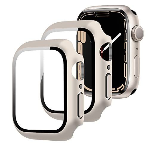 41mm_スターライト YOFITAR Apple Watch 用ケース series987 41mm 2枚セットアップルウォッチ保護カバー ガラスフィルム 一体型 PC素材 全面保護 超薄型 装着簡単 耐衝撃 高透過率 指紋防止 傷防止 series98
