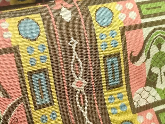 平和屋着物□極上 龍村美術織物 九寸開き名古屋帯 コプト甲冑異文 逸品