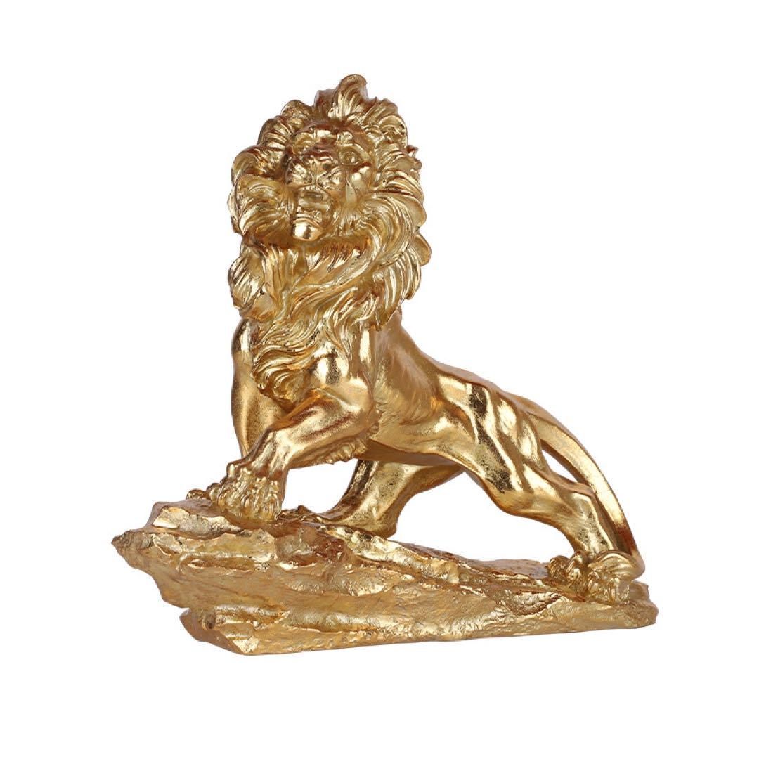 豪華ゴールド黄金百獣の王ライオンオブジェ 置物 インテリア 獅子