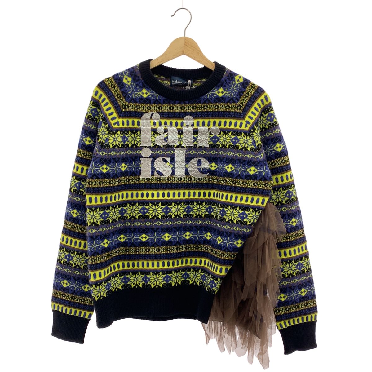 kolor チュールドッキング フェアアイル ニット 3 マルチ レディース