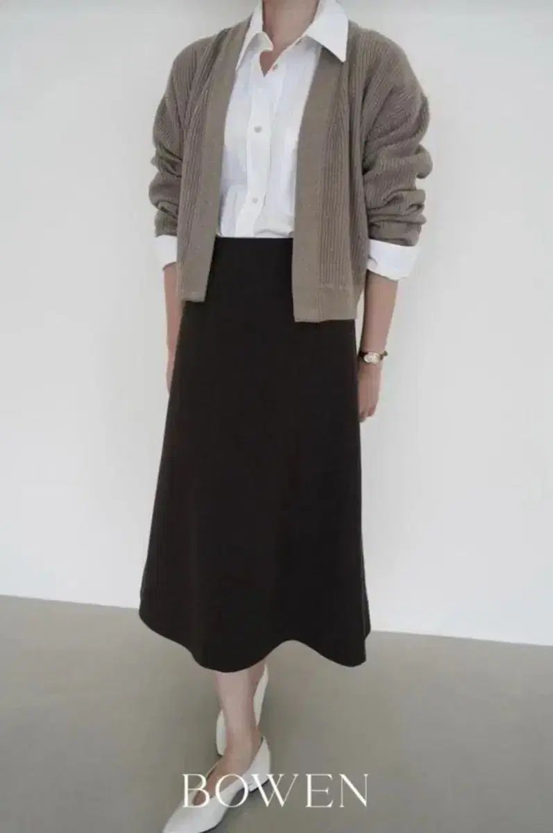 BOWEN A ライン ハンドメイド スカート ー ダークブラウン