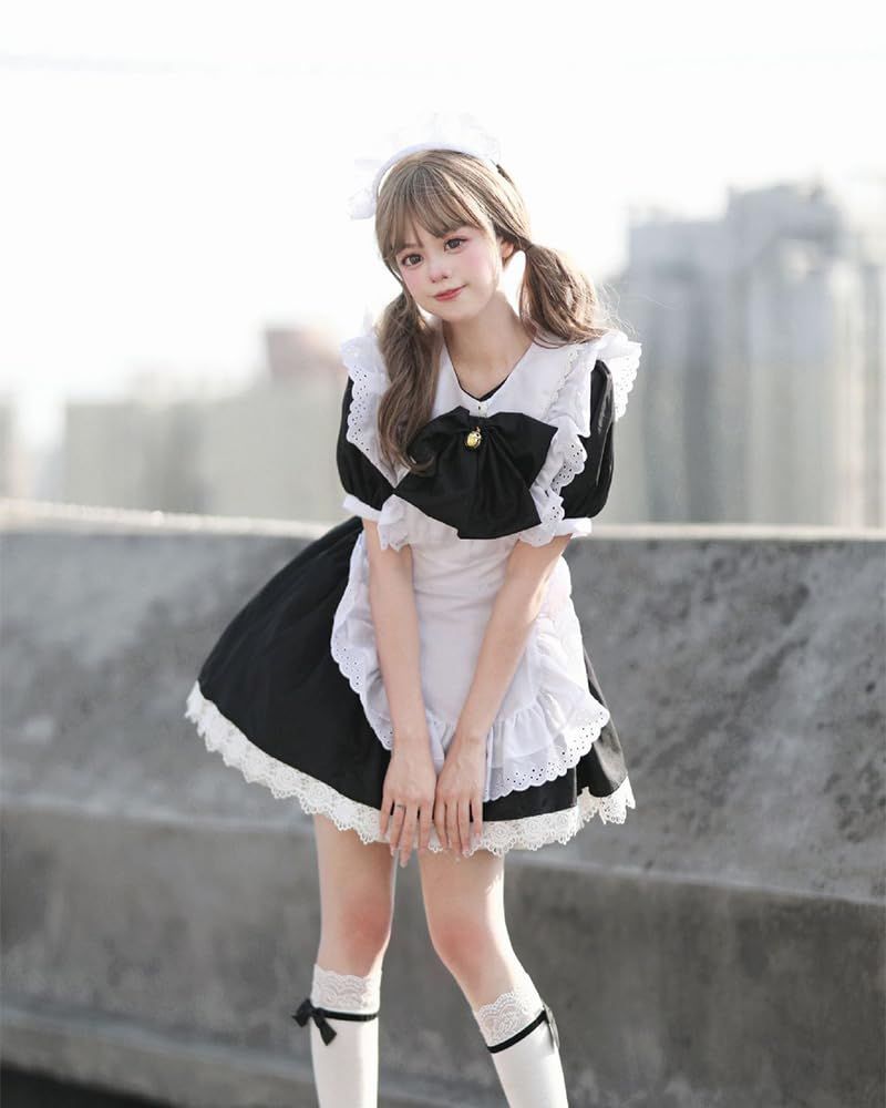 【特価商品】[AOTYP] メイド服 コスプレ コンカフェ メイド レースフリフリ ショート丈 メイドコスチューム ハロウィン仮装 レディース セット 一式 こすぷれ イベント パーティー 大人 ハロウィン 学園祭 撮影 オタクダンス