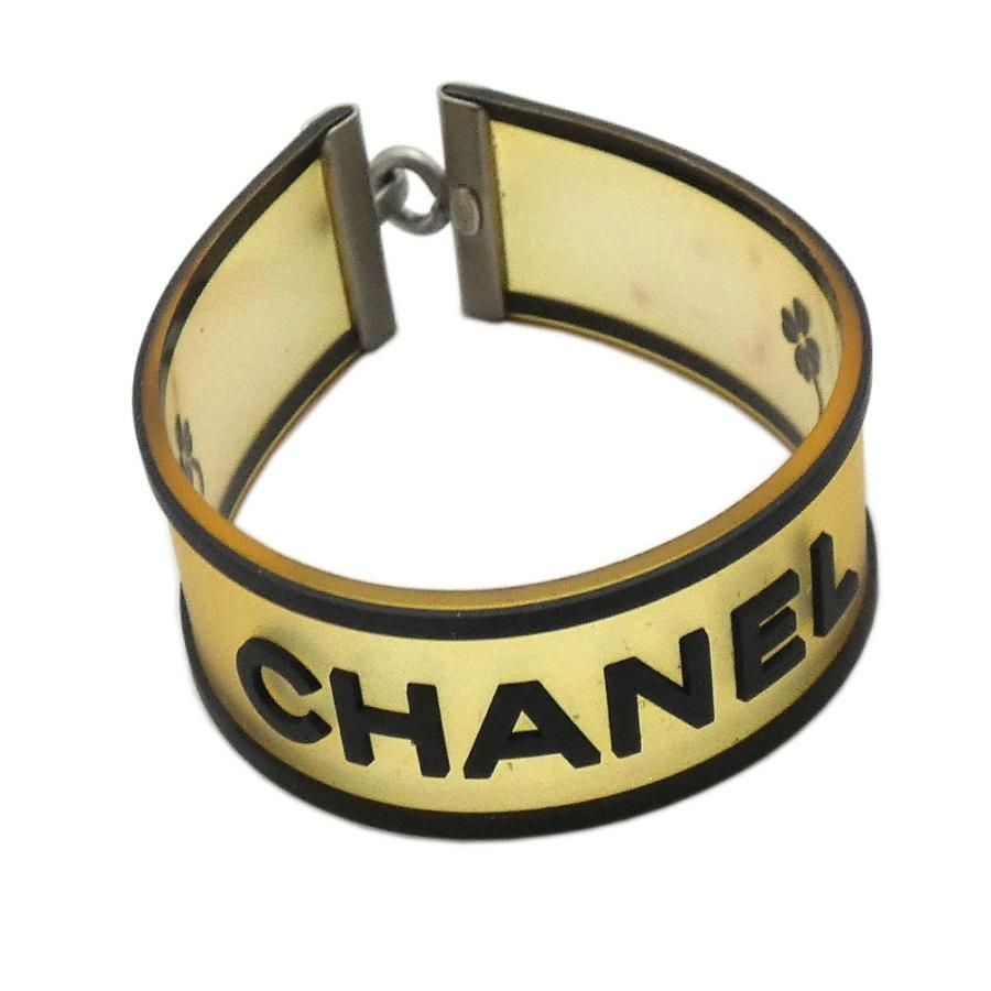 シャネル アクセサリー CHANEL ラバー ロゴ ブレスレット クリアxブラック レディース シルバー金具 03777