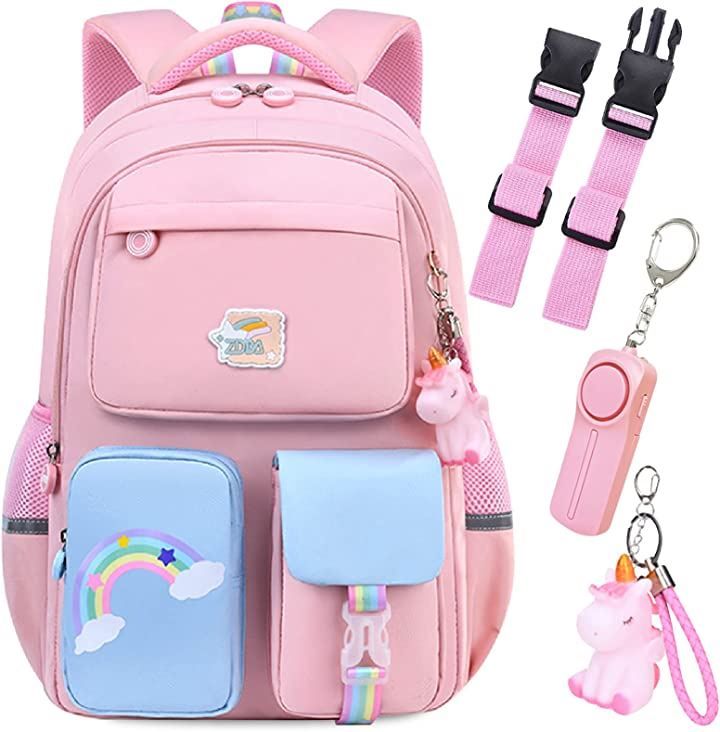  fortulux リュック キッズ 小学生 防犯ブザー チェストストラップ リュックサック ビッグ Lサイズ( ベージュピンク,  ビッグ(L)サイズ) その他